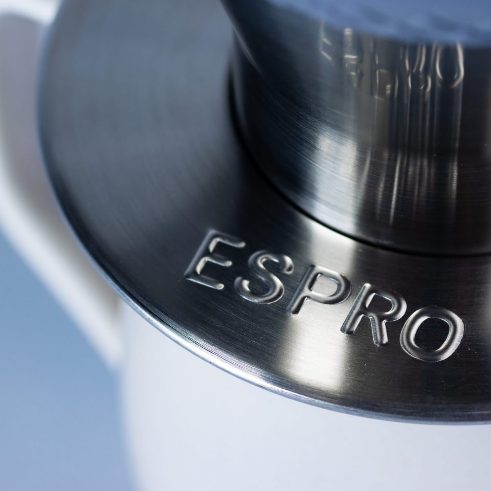 Espro Bloom Pour Over Brewer close up on logo
