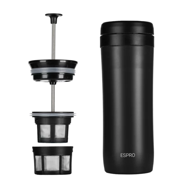 Black Espro Travel Press with filters
